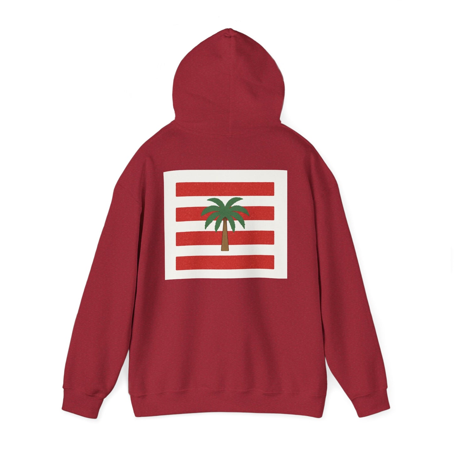 Tropical Stripe Hooded Sweatshirt - Unisex Sweatshirt with Palm Tree Design, Casual Wear, Gift for Beach Lovers, Summer Style, Cozy Hoodie