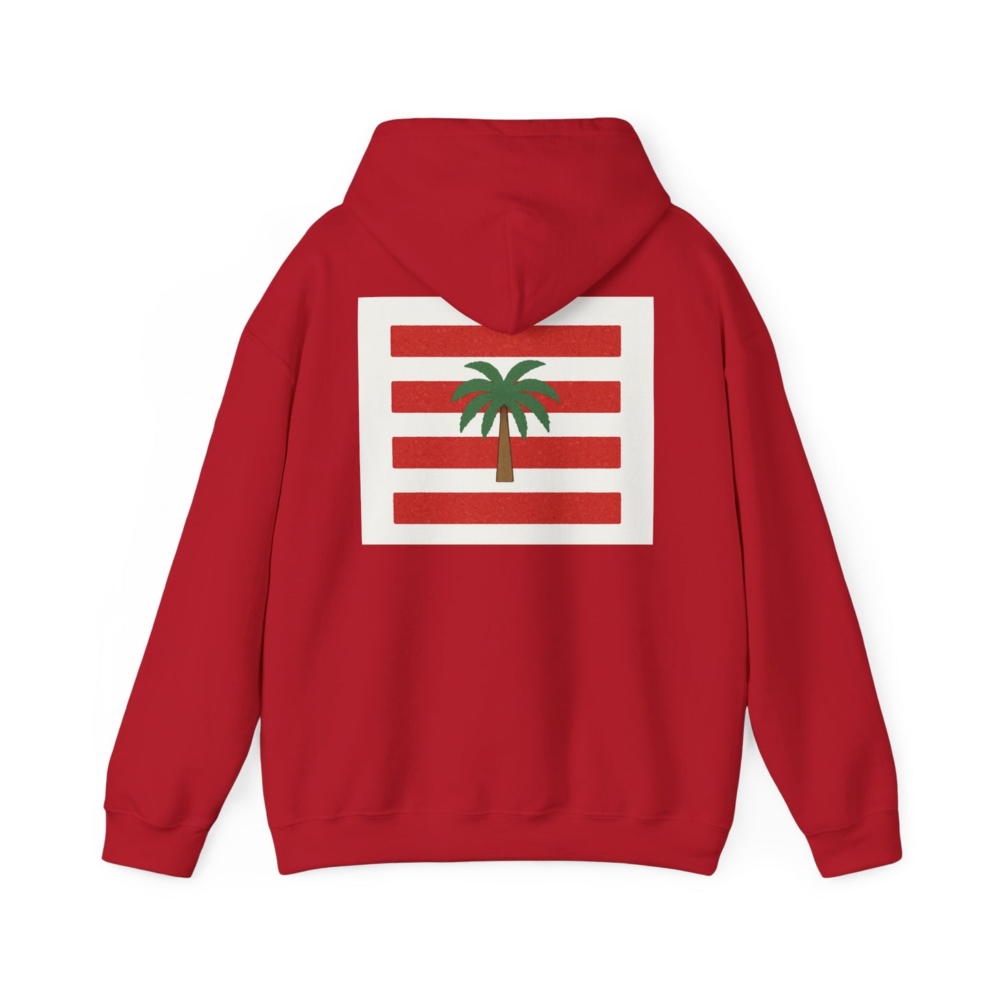 Tropical Stripe Hooded Sweatshirt - Unisex Sweatshirt with Palm Tree Design, Casual Wear, Gift for Beach Lovers, Summer Style, Cozy Hoodie