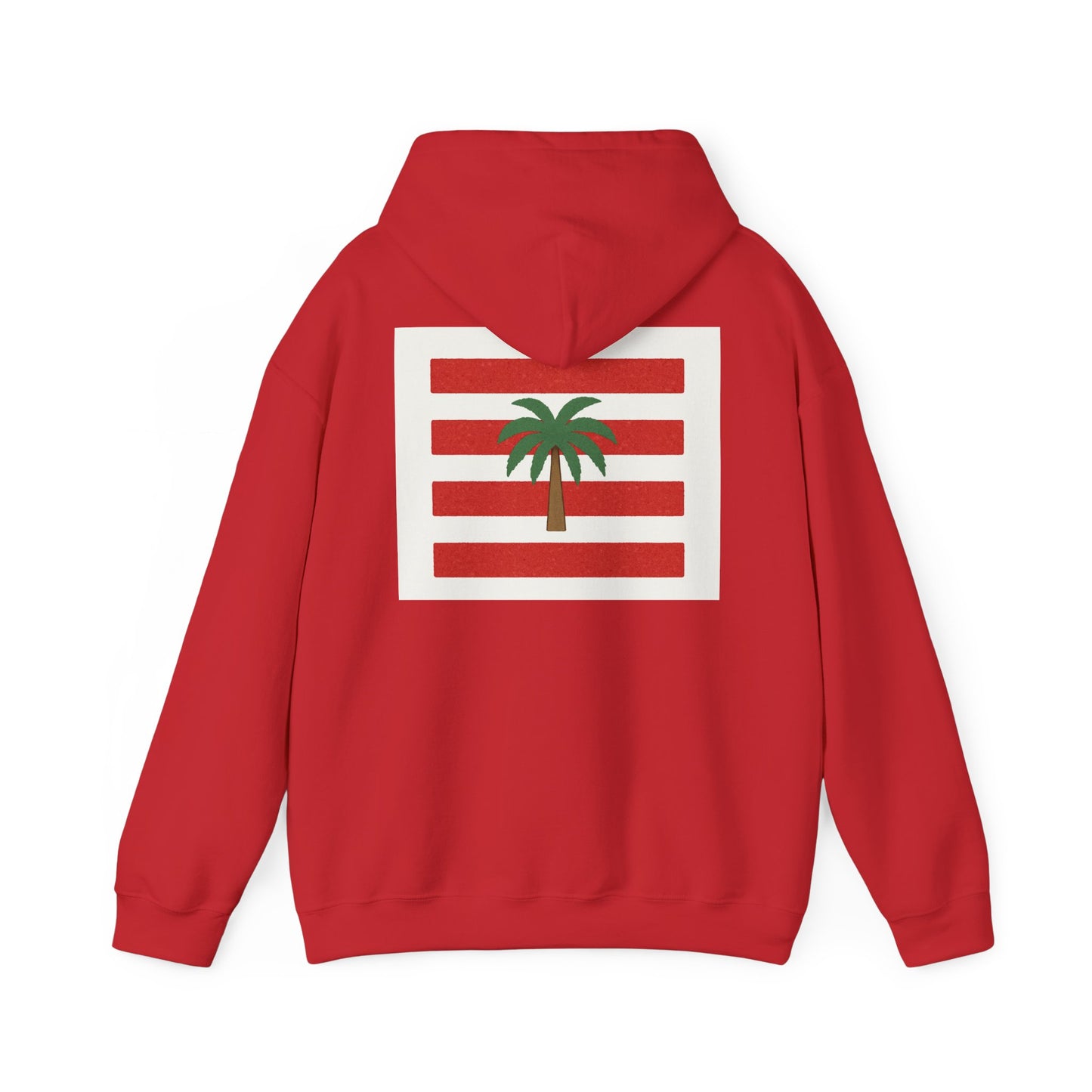 Tropical Stripe Hooded Sweatshirt - Unisex Sweatshirt with Palm Tree Design, Casual Wear, Gift for Beach Lovers, Summer Style, Cozy Hoodie