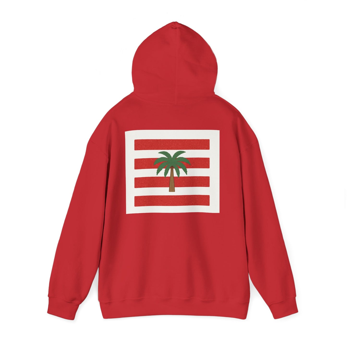 Tropical Stripe Hooded Sweatshirt - Unisex Sweatshirt with Palm Tree Design, Casual Wear, Gift for Beach Lovers, Summer Style, Cozy Hoodie