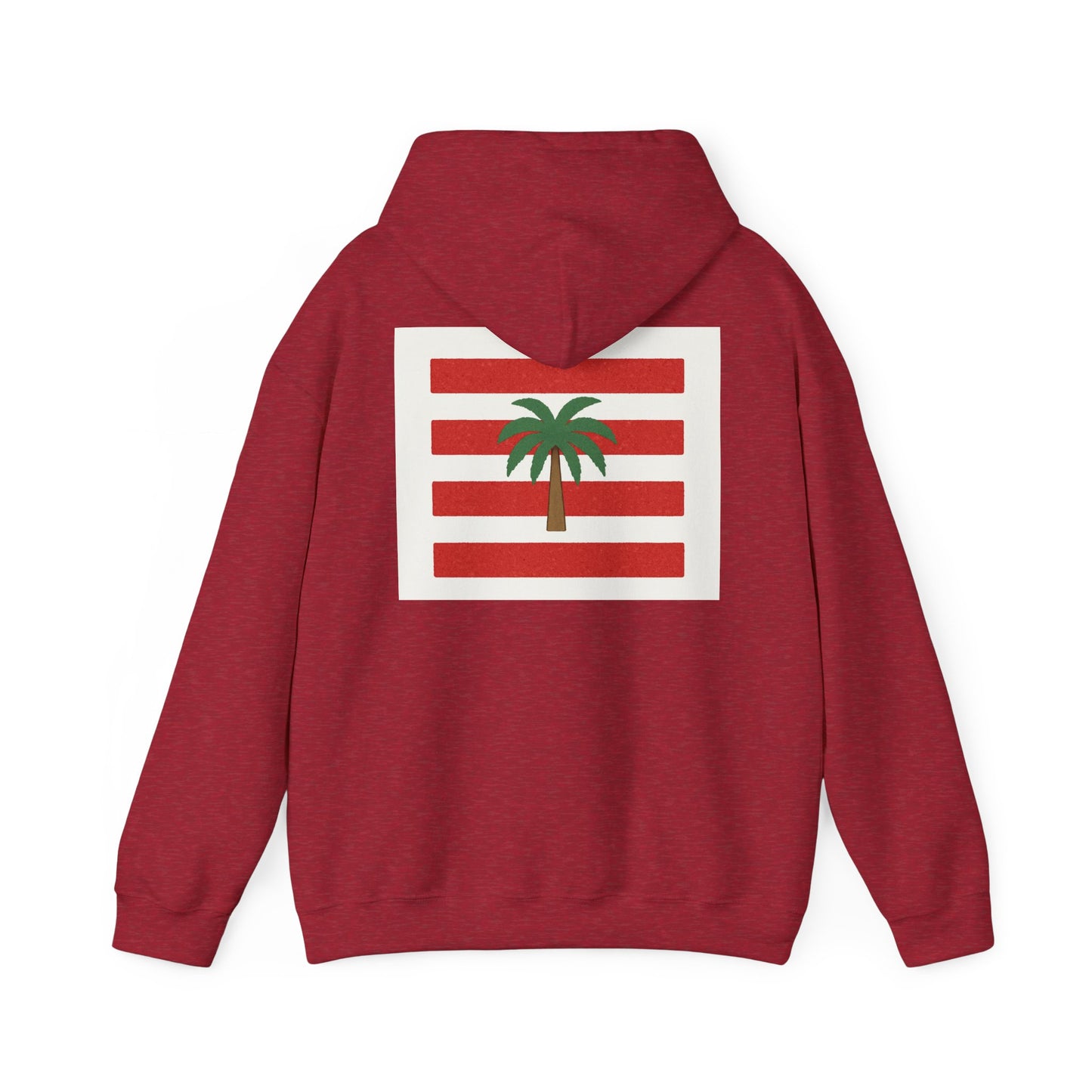 Tropical Stripe Hooded Sweatshirt - Unisex Sweatshirt with Palm Tree Design, Casual Wear, Gift for Beach Lovers, Summer Style, Cozy Hoodie