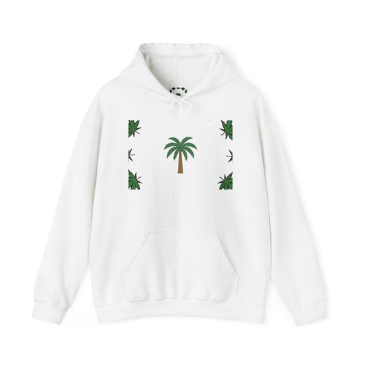 Tropical Palm Hoodie - Unisex Heavy Blend™, Beach Vibes, Casual Comfort, Summer Style, Gift for Travelers